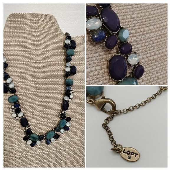 LOFT Jewelry - LOFT Antique Gold Brass Tone Chunky Fashion Statement Necklace